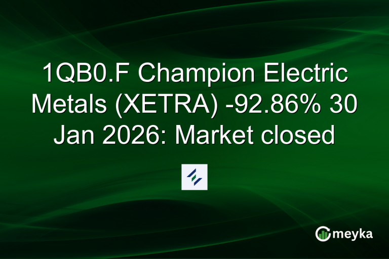 1QB0.F Champion Electric Metals (XETRA) -92.86% 30 Jan 2026: Market closed