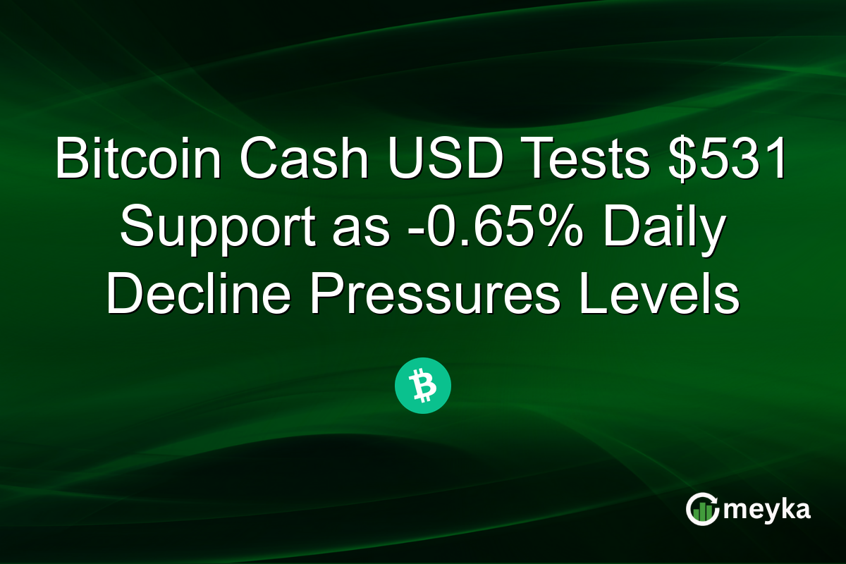 Bitcoin Cash USD Tests $531 Support as -0.65% Daily Decline Pressures Levels