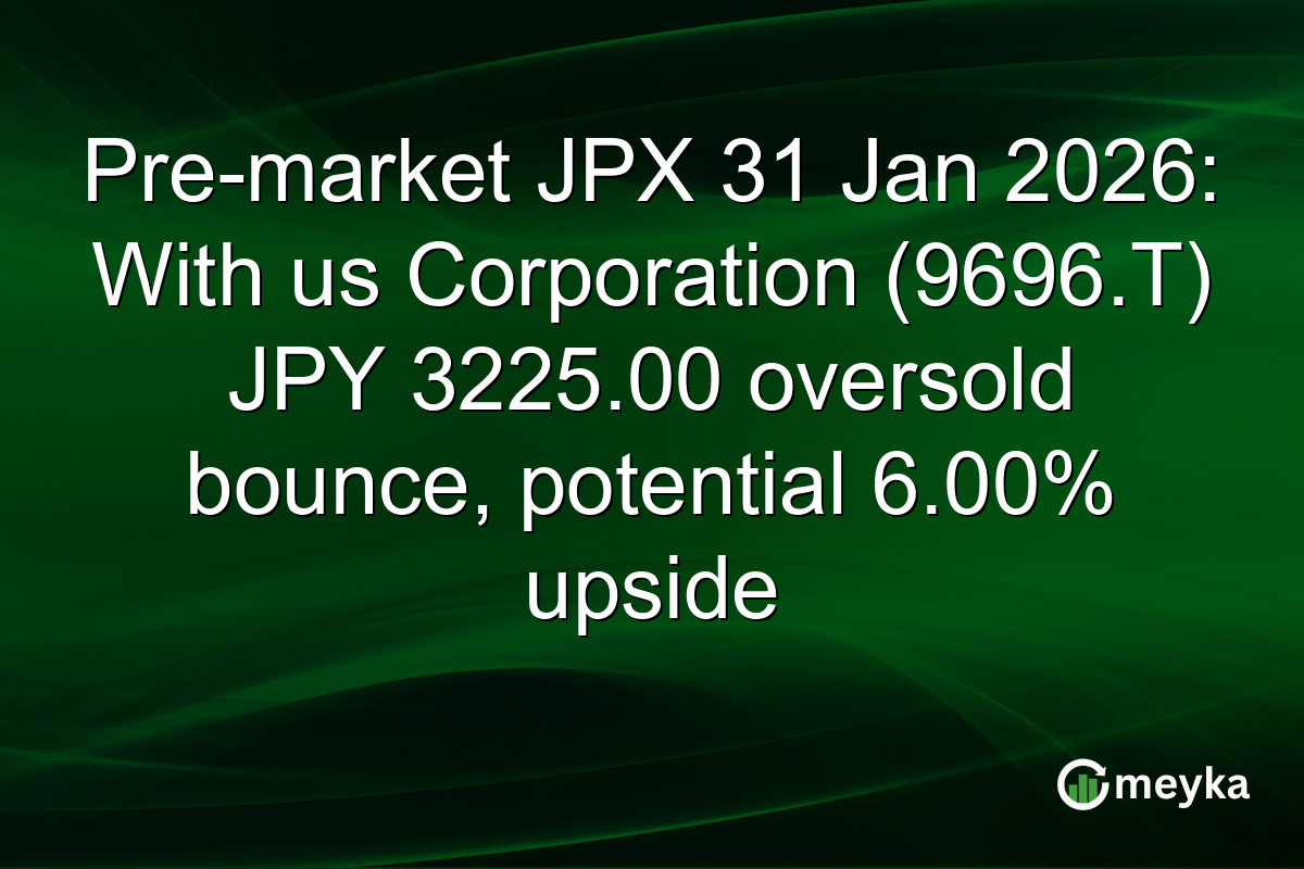 Pre-market JPX 31 Jan 2026: With us Corporation (9696.T) JPY 3225.00 oversold bounce, potential 6.00% upside
