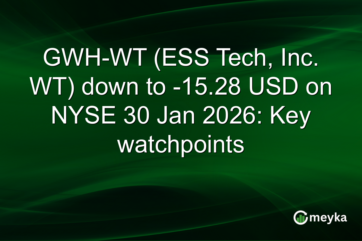 GWH-WT (ESS Tech, Inc. WT) down to -15.28 USD on NYSE 30 Jan 2026: Key watchpoints
