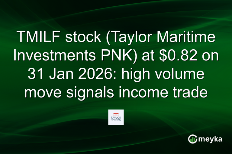 TMILF stock (Taylor Maritime Investments PNK) at $0.82 on 31 Jan 2026: high volume move signals income trade