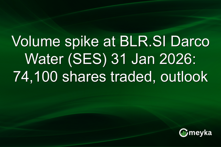 Volume spike at BLR.SI Darco Water (SES) 31 Jan 2026: 74,100 shares traded, outlook
