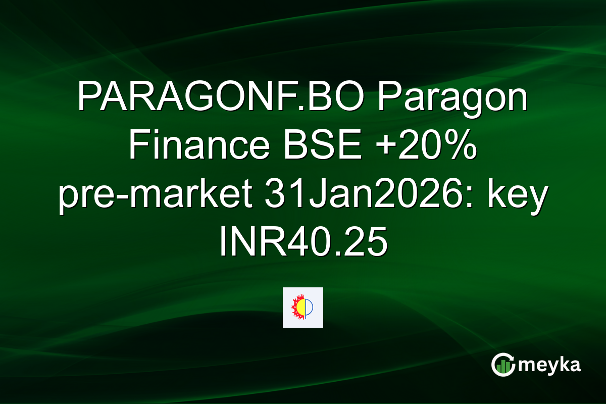 PARAGONF.BO Paragon Finance BSE +20% pre-market 31Jan2026: key INR40.25