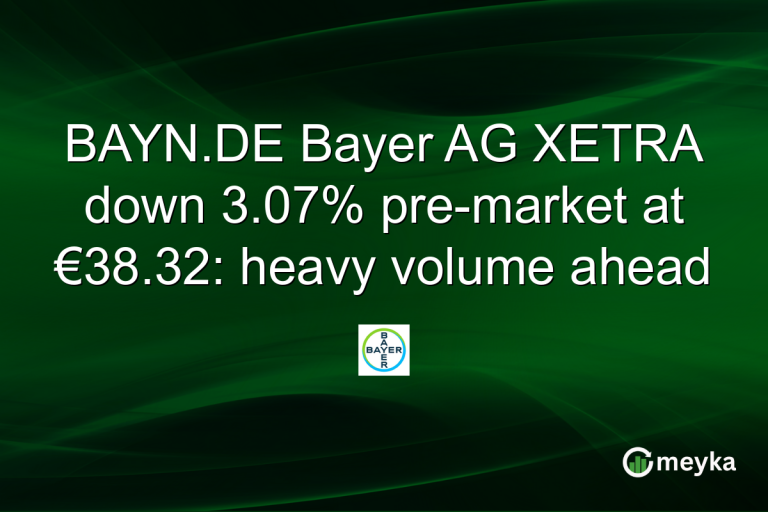 BAYN.DE Bayer AG XETRA down 3.07% pre-market at €38.32: heavy volume ahead