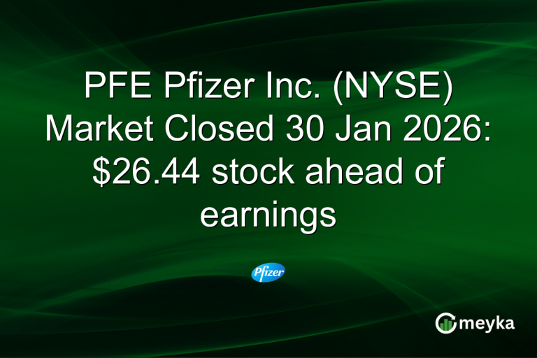 PFE Pfizer Inc. (NYSE) Market Closed 30 Jan 2026: $26.44 stock ahead of earnings