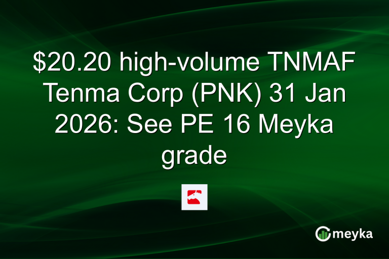 $20.20 high-volume TNMAF Tenma Corp (PNK) 31 Jan 2026: See PE 16 Meyka grade
