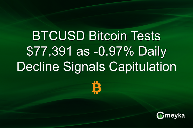 BTCUSD Bitcoin Tests $77,391 as -0.97% Daily Decline Signals Capitulation