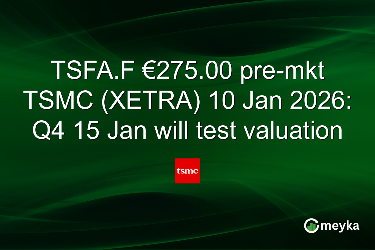 TSFA.F €275.00 pre-mkt TSMC (XETRA) 10 Jan 2026: Q4 15 Jan will test valuation