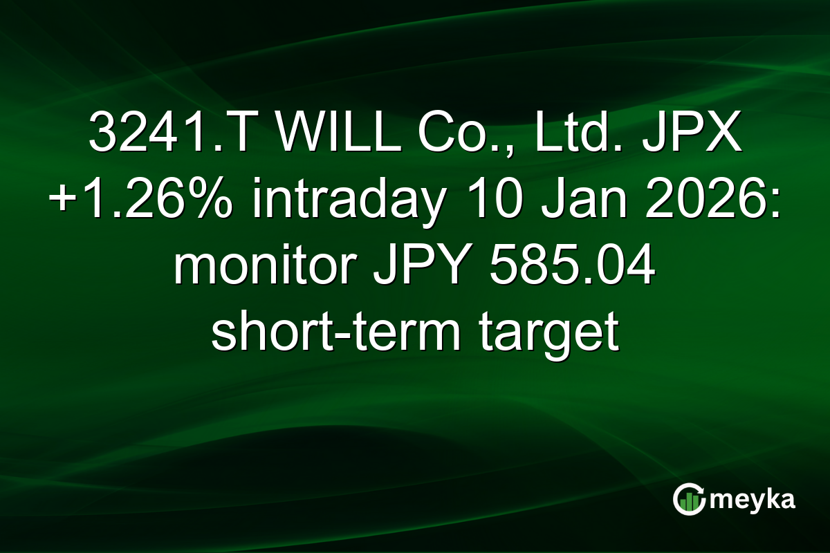 3241.T WILL Co., Ltd. JPX +1.26% intraday 10 Jan 2026: monitor JPY 585.04 short-term target