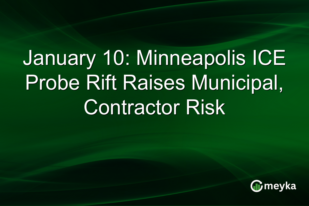 January 10: Minneapolis ICE Probe Rift Raises Municipal, Contractor Risk