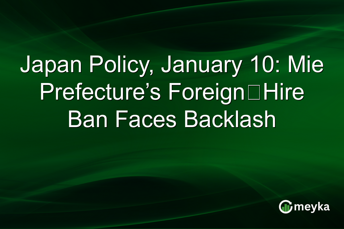 Japan Policy, January 10: Mie Prefecture’s Foreign‑Hire Ban Faces Backlash
