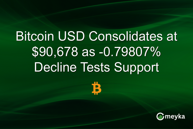 Bitcoin USD Consolidates at $90,678 as -0.79807% Decline Tests Support