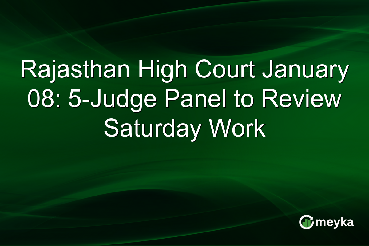 Rajasthan High Court January 08: 5-Judge Panel to Review Saturday Work