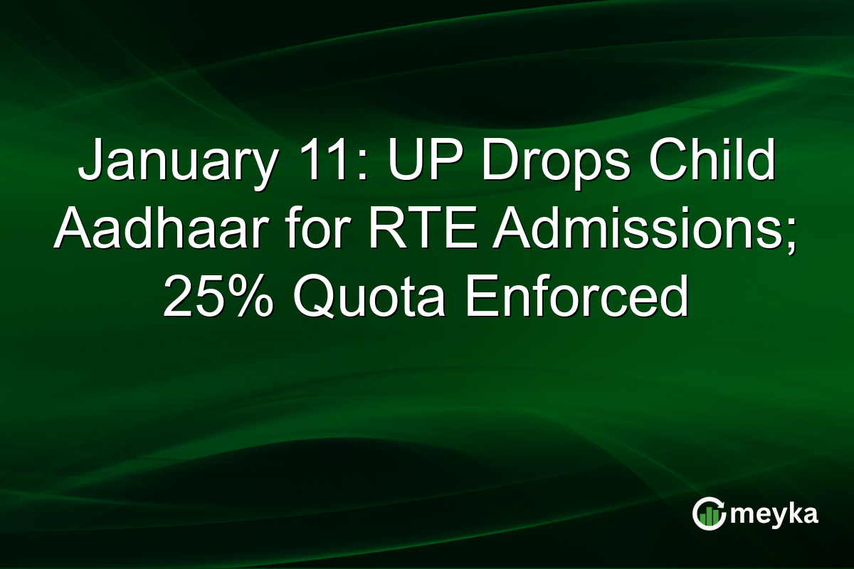 January 11: UP Drops Child Aadhaar for RTE Admissions; 25% Quota Enforced