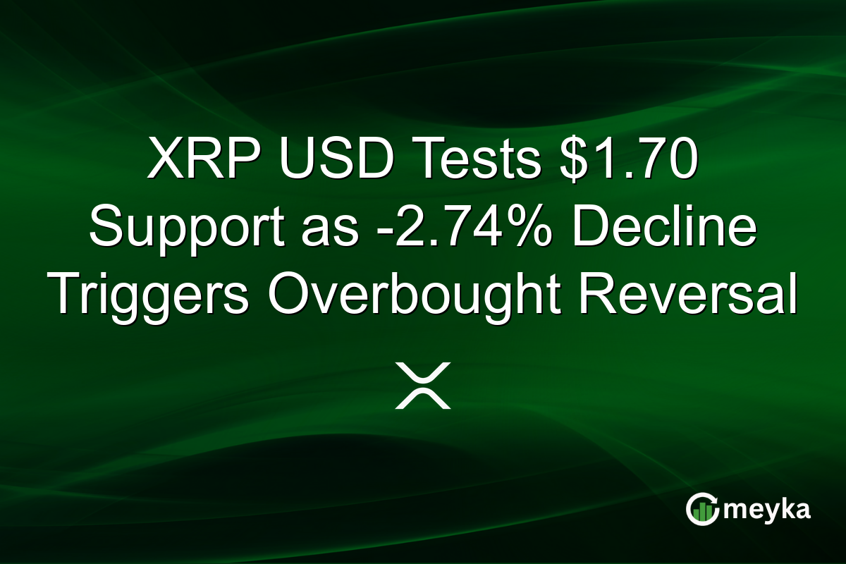 XRP USD Tests $1.70 Support as -2.74% Decline Triggers Overbought Reversal
