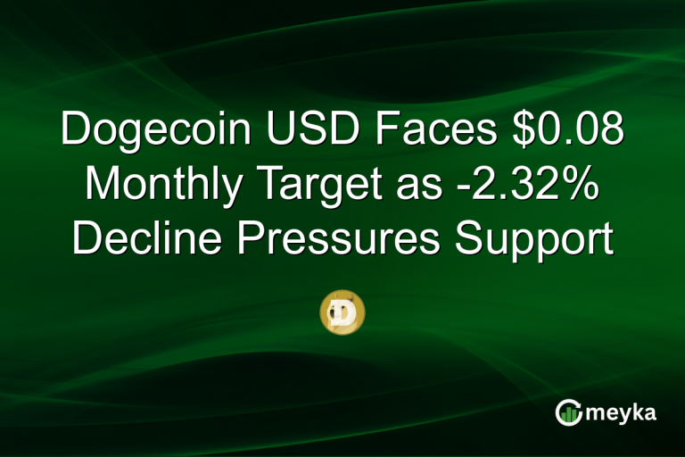 Dogecoin USD Faces $0.08 Monthly Target as -2.32% Decline Pressures Support