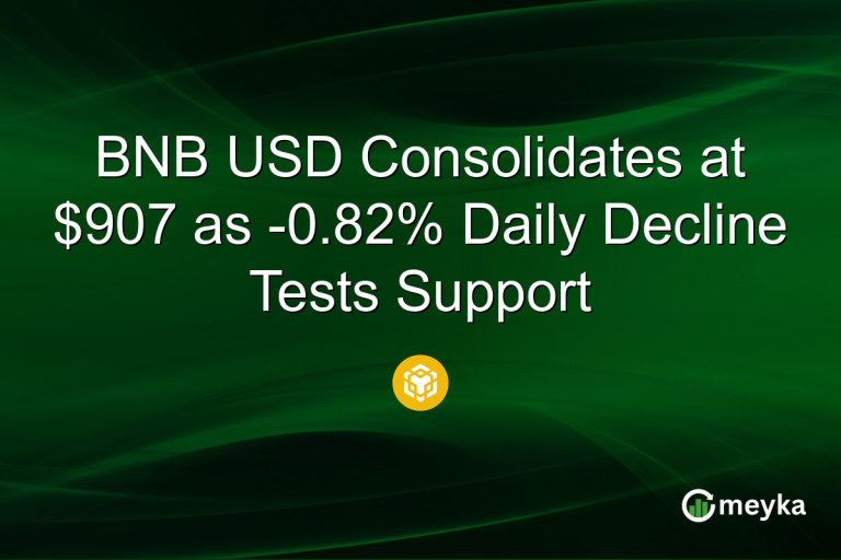 BNB USD Consolidates at $907 as -0.82% Daily Decline Tests Support