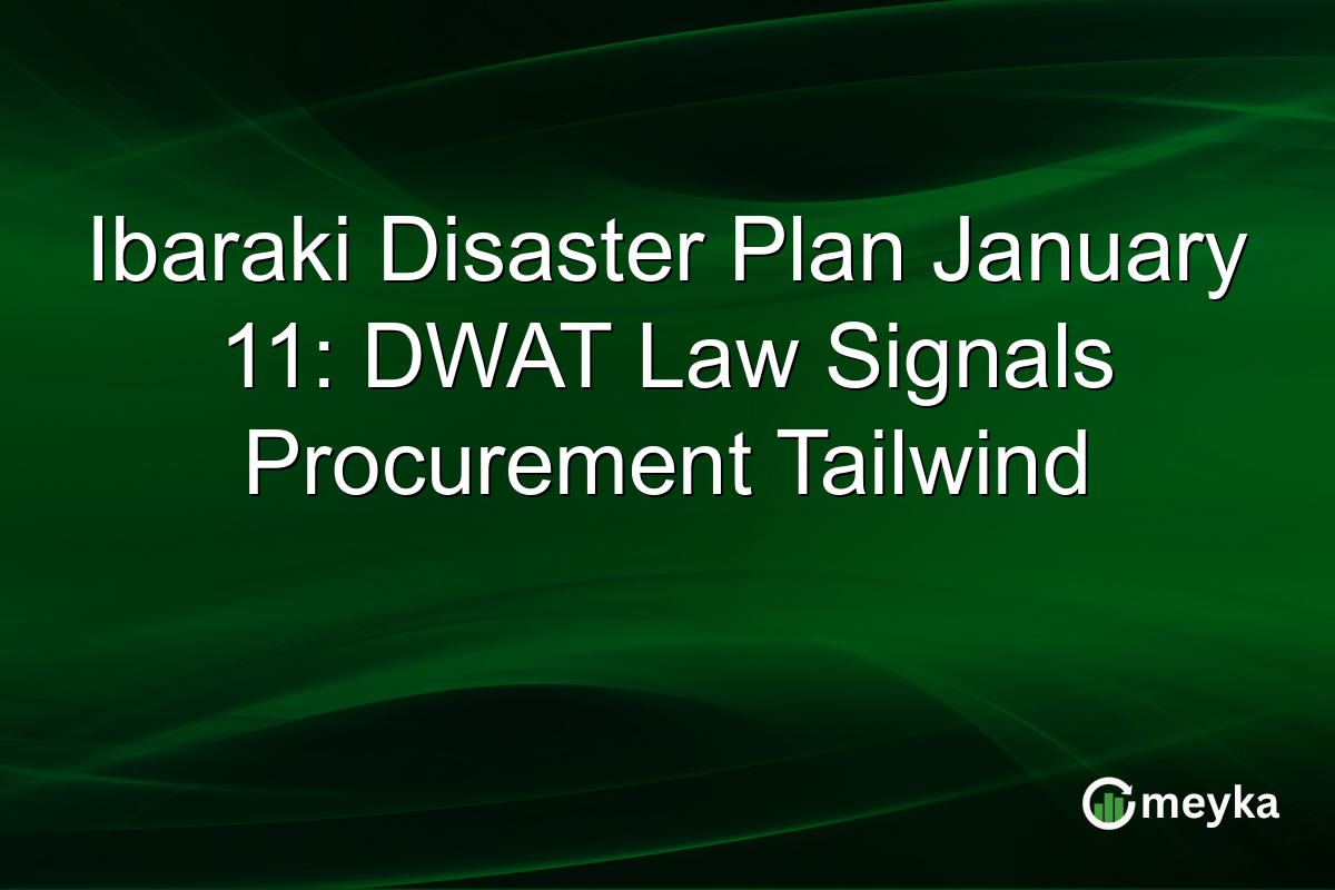 Ibaraki Disaster Plan January 11: DWAT Law Signals Procurement Tailwind