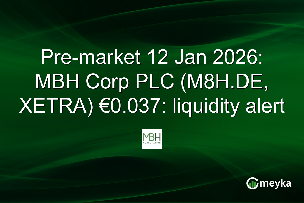 Pre-market 12 Jan 2026: MBH Corp PLC (M8H.DE, XETRA) €0.037: liquidity alert