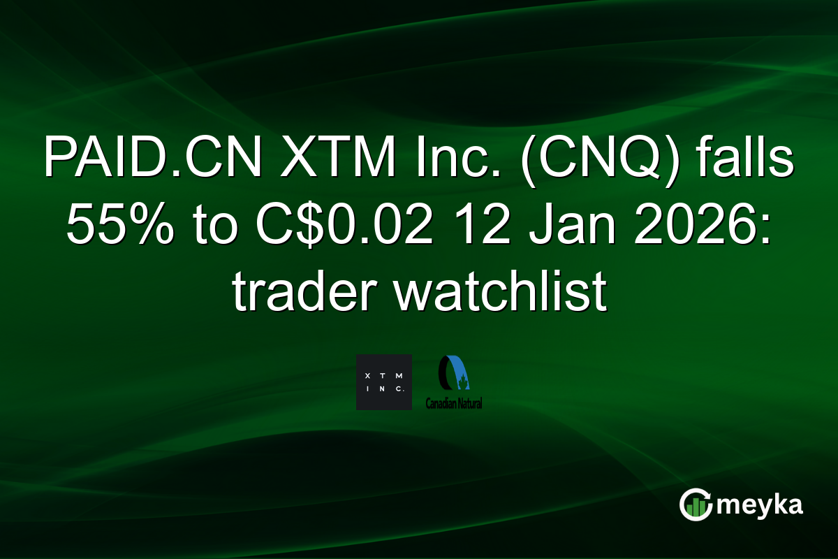 PAID.CN XTM Inc. (CNQ) falls 55% to C$0.02 12 Jan 2026: trader watchlist