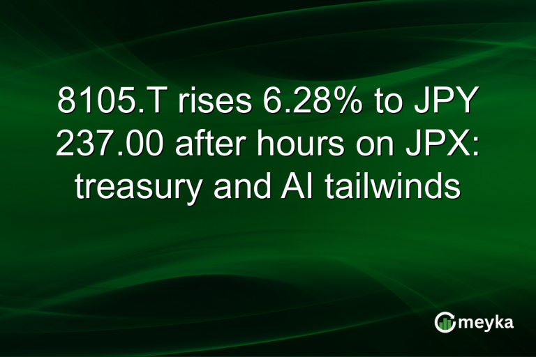 8105.T rises 6.28% to JPY 237.00 after hours on JPX: treasury and AI tailwinds