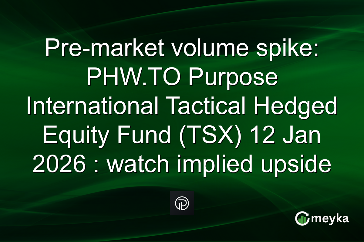 Pre-market volume spike: PHW.TO Purpose International Tactical Hedged Equity Fund (TSX) 12 Jan 2026 : watch implied upside