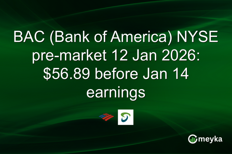 BAC (Bank of America) NYSE pre-market 12 Jan 2026: $56.89 before Jan 14 earnings