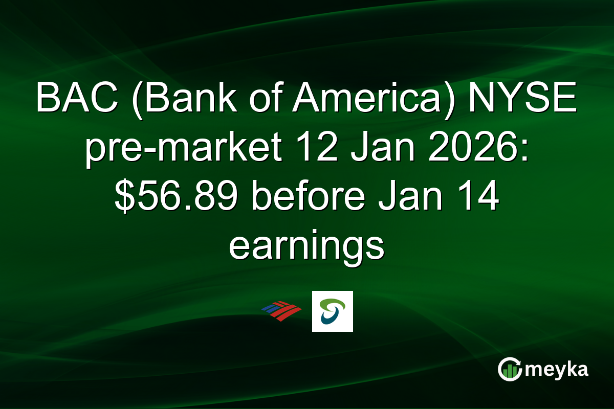 BAC (Bank of America) NYSE pre-market 12 Jan 2026: $56.89 before Jan 14 earnings