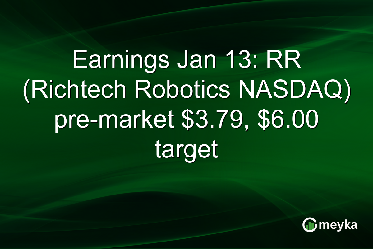 Earnings Jan 13: RR (Richtech Robotics NASDAQ) pre-market $3.79, $6.00 target