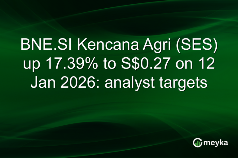 BNE.SI Kencana Agri (SES) up 17.39% to S$0.27 on 12 Jan 2026: analyst targets