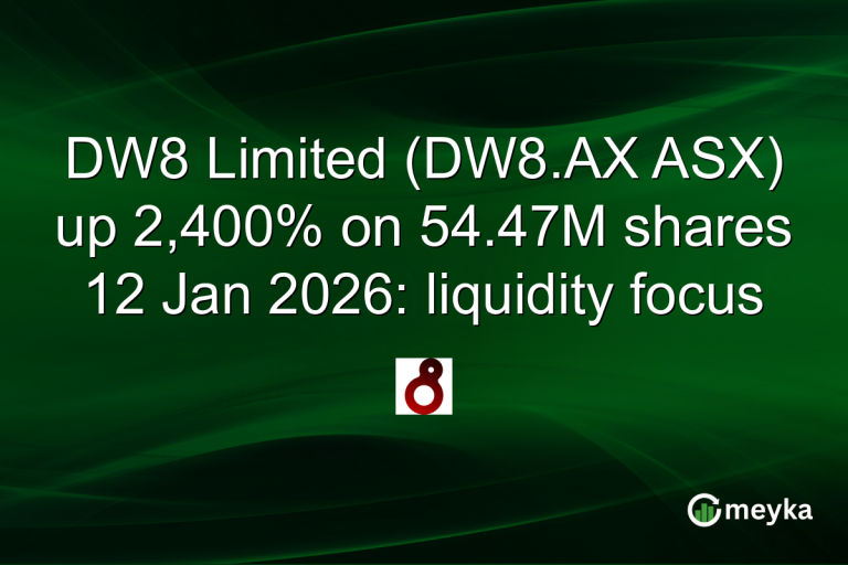 DW8 Limited (DW8.AX ASX) up 2,400% on 54.47M shares 12 Jan 2026: liquidity focus