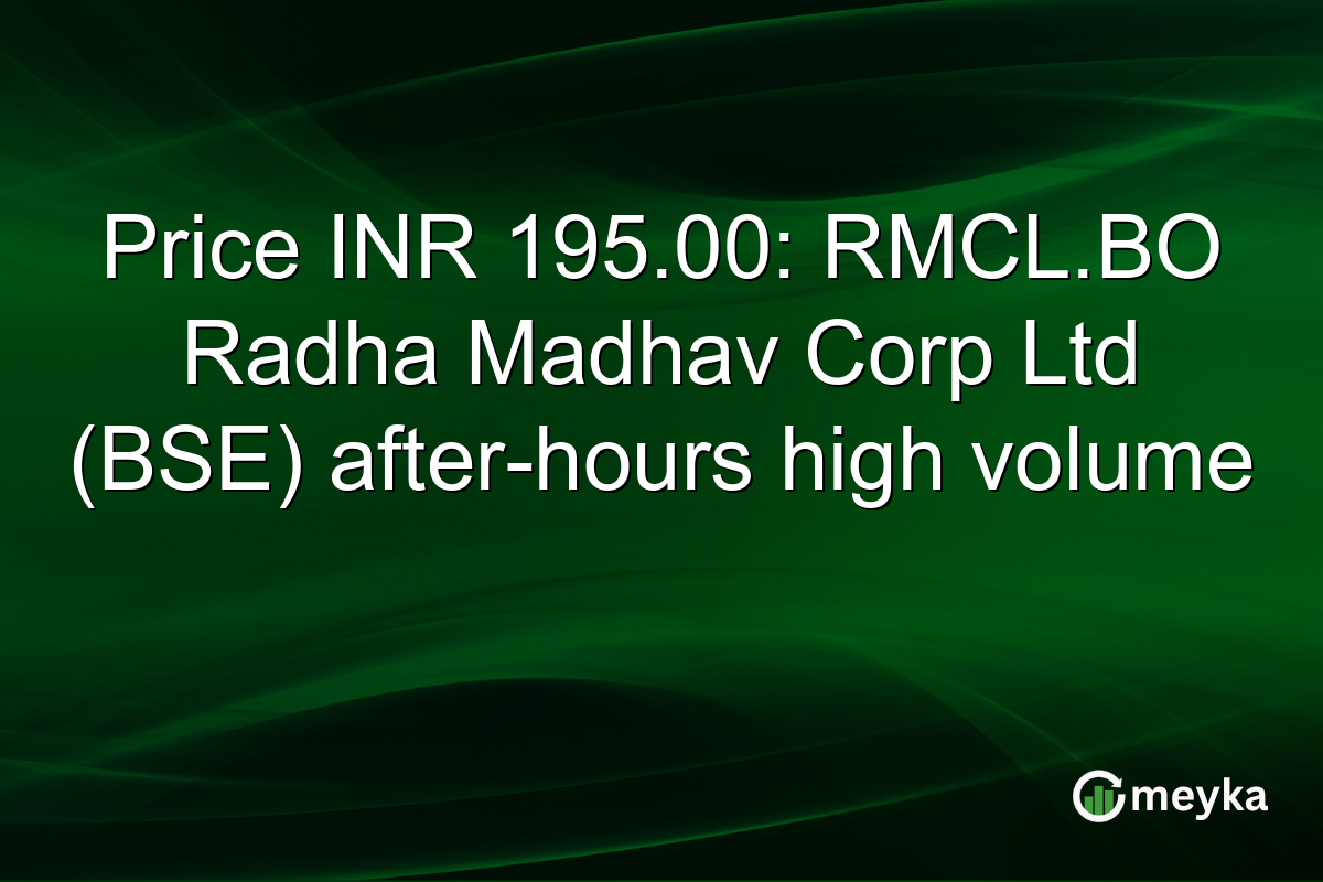 Price INR 195.00: RMCL.BO Radha Madhav Corp Ltd (BSE) after-hours high volume