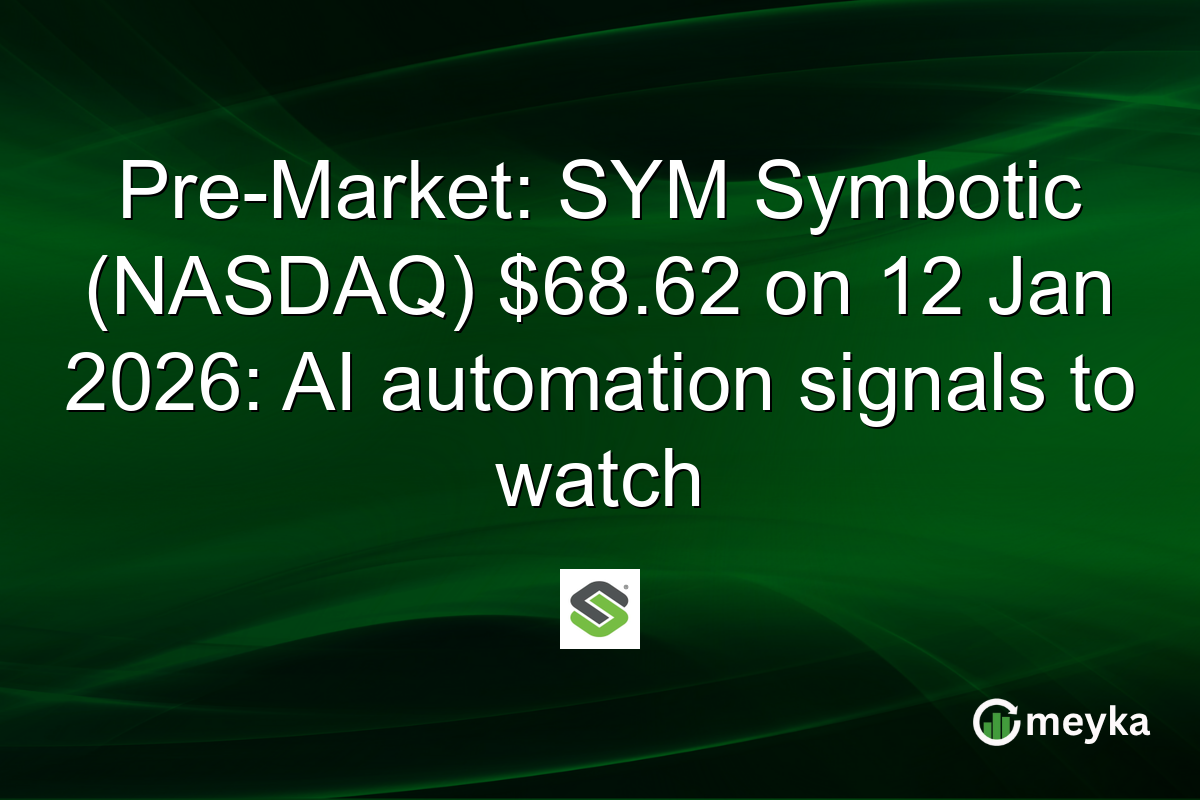 Pre-Market: SYM Symbotic (NASDAQ) $68.62 on 12 Jan 2026: AI automation signals to watch