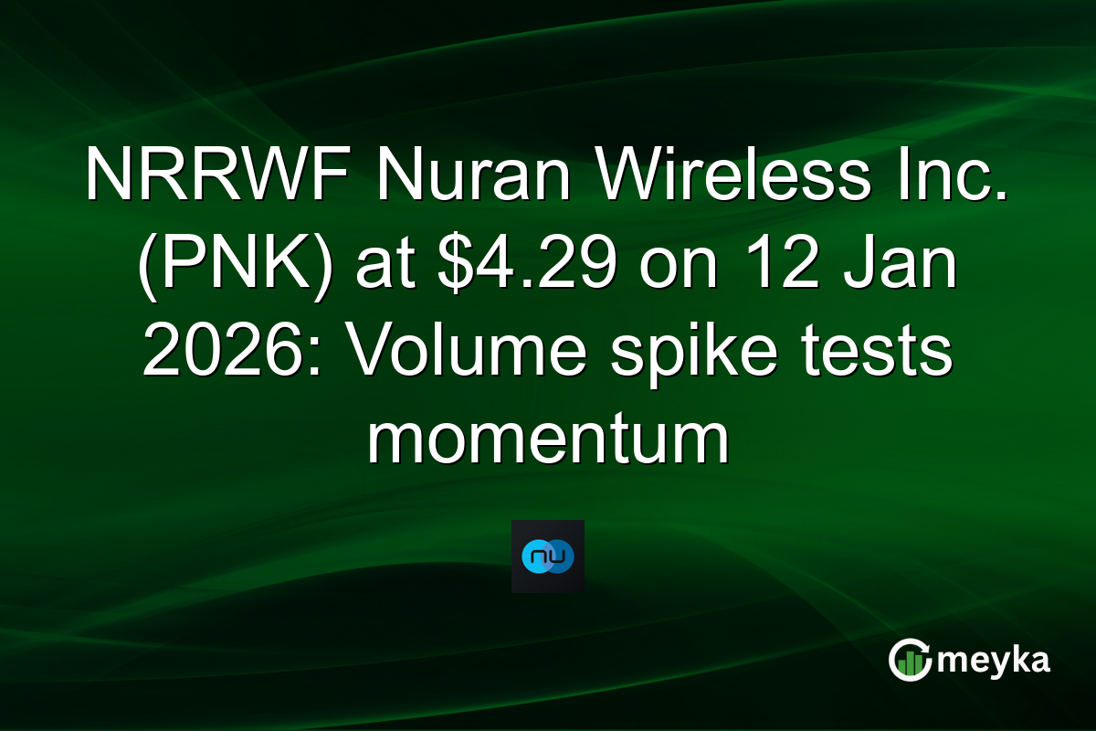 NRRWF Nuran Wireless Inc. (PNK) at $4.29 on 12 Jan 2026: Volume spike tests momentum