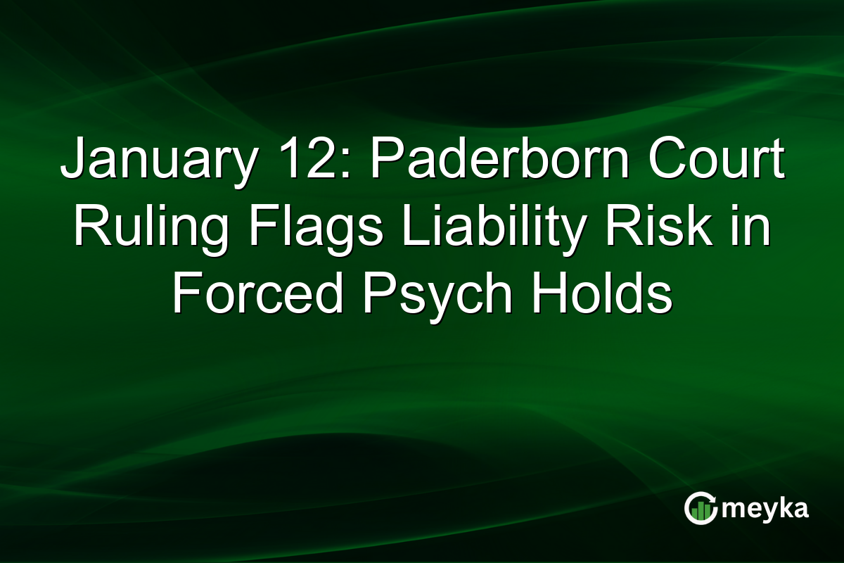 January 12: Paderborn Court Ruling Flags Liability Risk in Forced Psych Holds