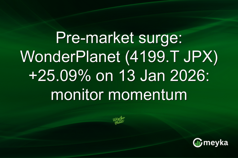 Pre-market surge: WonderPlanet (4199.T JPX) +25.09% on 13 Jan 2026: monitor momentum