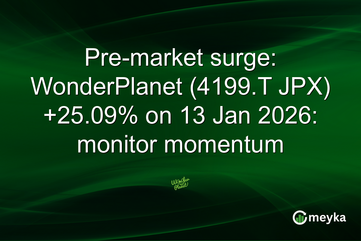 Pre-market surge: WonderPlanet (4199.T JPX) +25.09% on 13 Jan 2026: monitor momentum