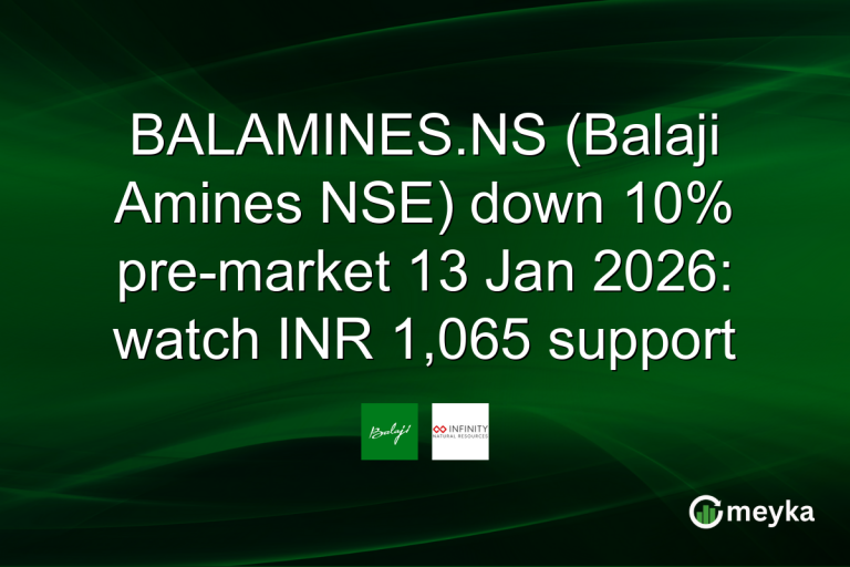 BALAMINES.NS (Balaji Amines NSE) down 10% pre-market 13 Jan 2026: watch INR 1,065 support