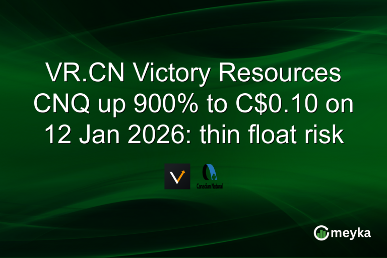 VR.CN Victory Resources CNQ up 900% to C$0.10 on 12 Jan 2026: thin float risk