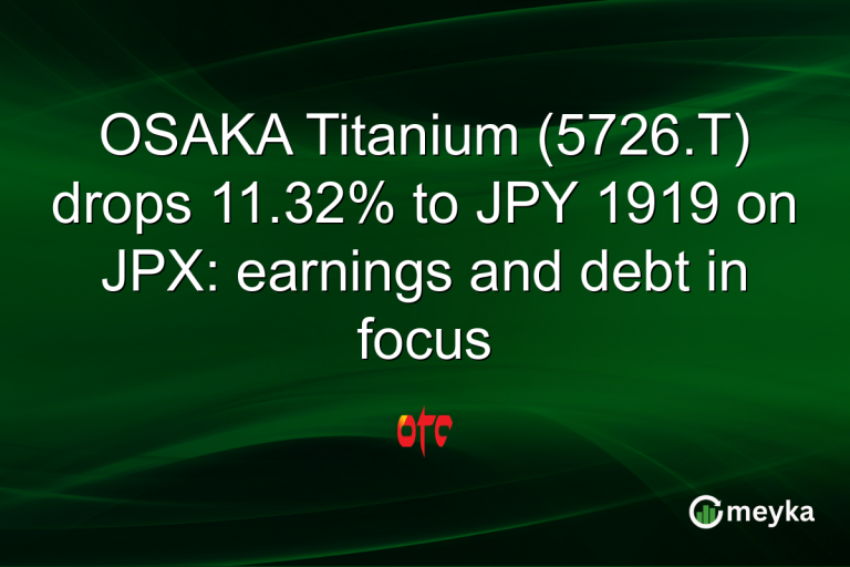 OSAKA Titanium (5726.T) drops 11.32% to JPY 1919 on JPX: earnings and debt in focus