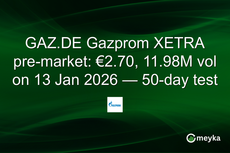 GAZ.DE Gazprom XETRA pre-market: €2.70, 11.98M vol on 13 Jan 2026 — 50-day test