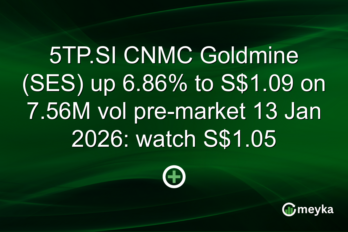 5TP.SI CNMC Goldmine (SES) up 6.86% to S$1.09 on 7.56M vol pre-market 13 Jan 2026: watch S$1.05