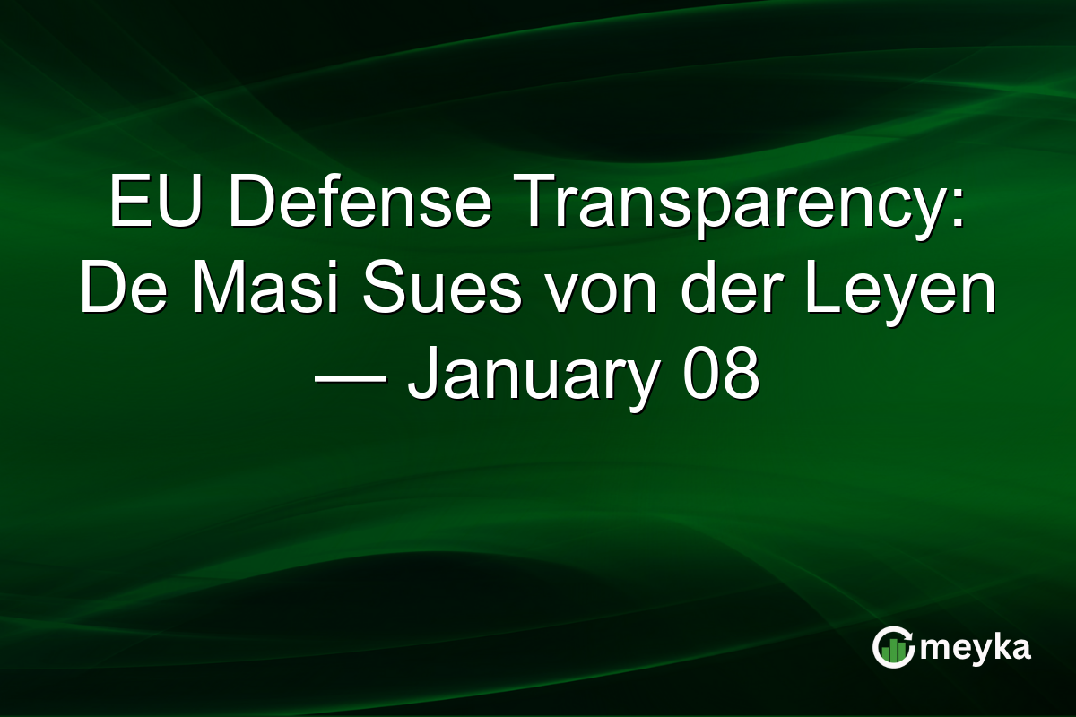 EU Defense Transparency: De Masi Sues von der Leyen — January 08