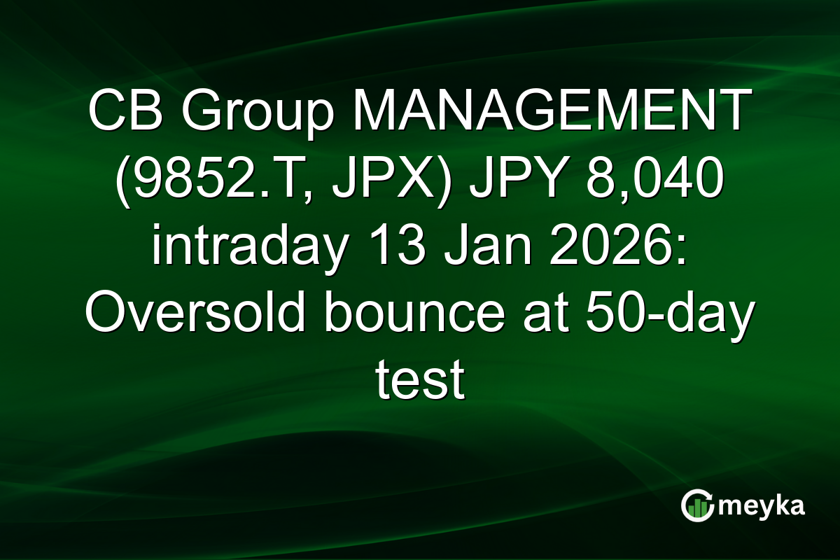 CB Group MANAGEMENT (9852.T, JPX) JPY 8,040 intraday 13 Jan 2026: Oversold bounce at 50-day test
