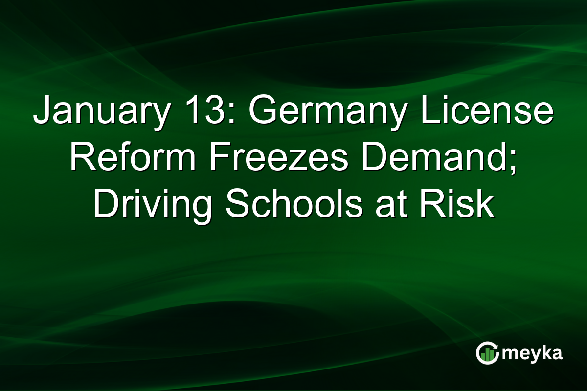 January 13: Germany License Reform Freezes Demand; Driving Schools at Risk