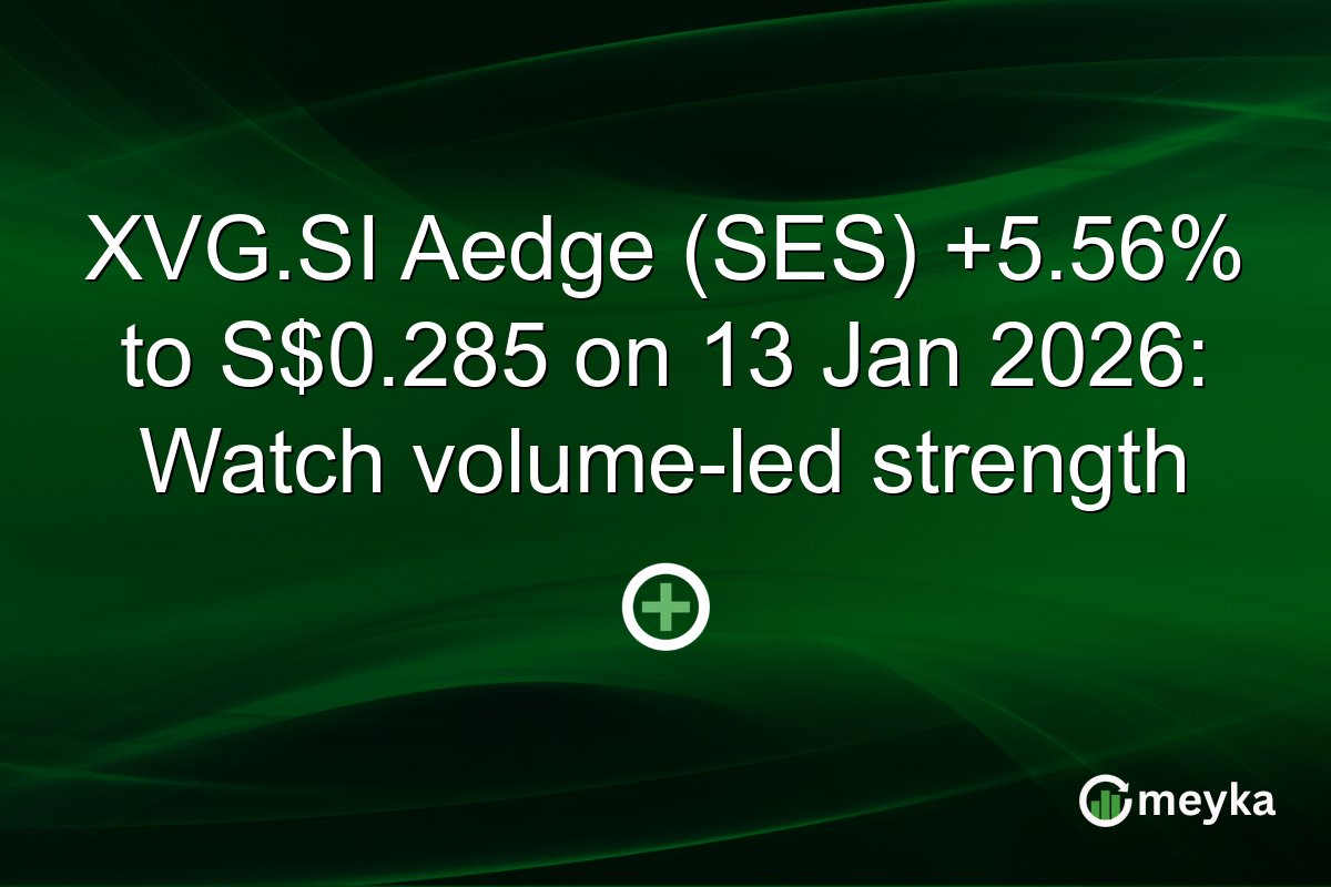 XVG.SI Aedge (SES) +5.56% to S$0.285 on 13 Jan 2026: Watch volume-led strength