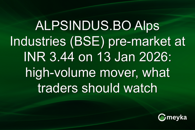 ALPSINDUS.BO Alps Industries (BSE) pre-market at INR 3.44 on 13 Jan 2026: high-volume mover, what traders should watch