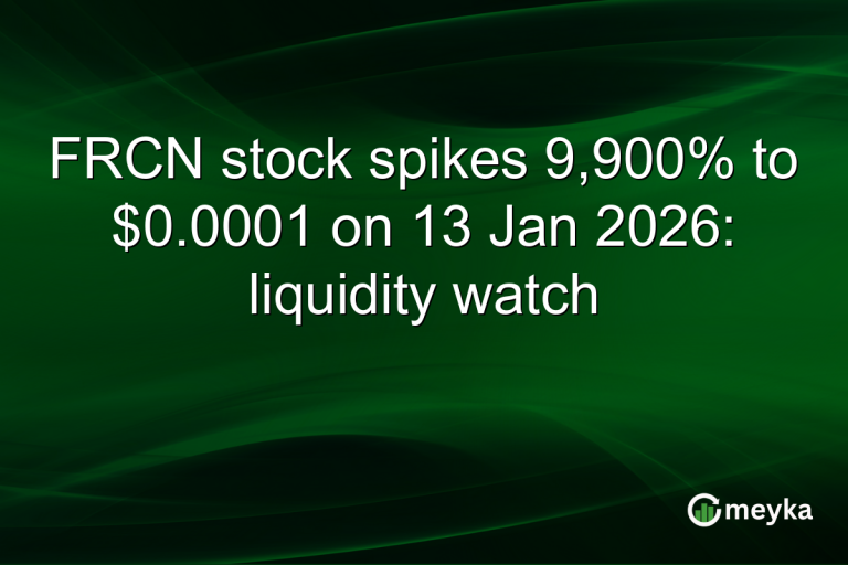 FRCN stock spikes 9,900% to $0.0001 on 13 Jan 2026: liquidity watch