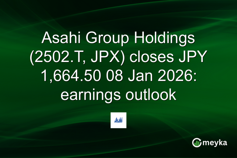 Asahi Group Holdings (2502.T, JPX) closes JPY 1,664.50 08 Jan 2026: earnings outlook