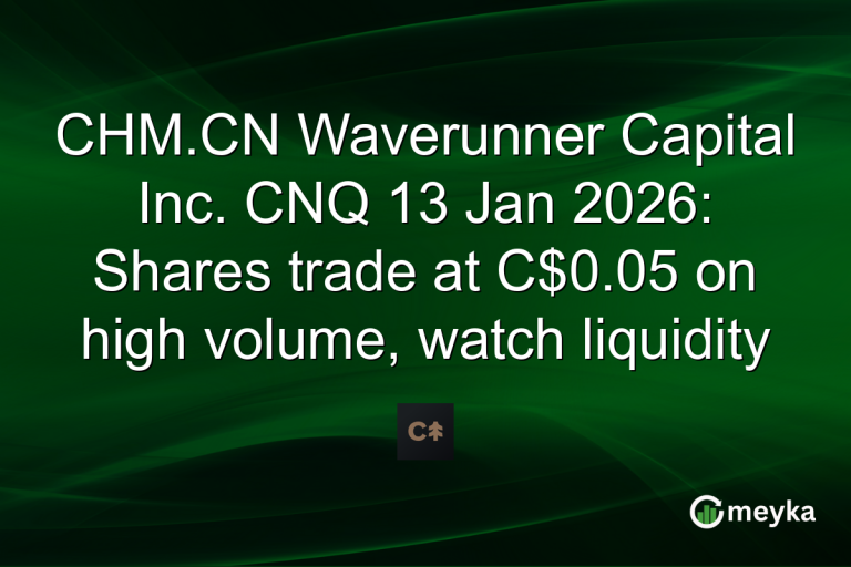 CHM.CN Waverunner Capital Inc. CNQ 13 Jan 2026: Shares trade at C$0.05 on high volume, watch liquidity
